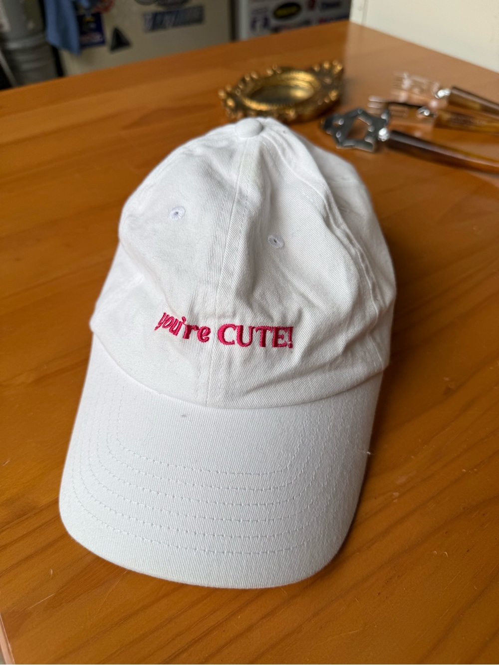 Big X White 'you're CUTE!' Embroidered Baseball Cap